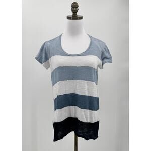 Gilda Midani Blue Pattern-Dyed Cotton Super Tee in Stripes, Cloud & Last Top XS